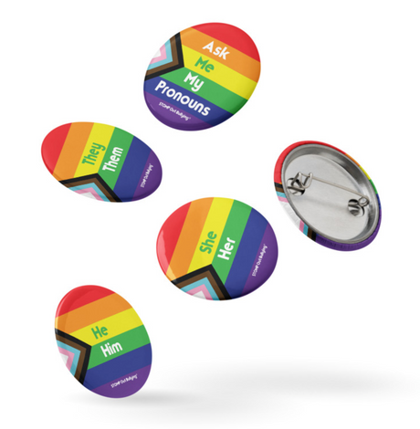 Pride & Pronouns! Set of 5 pin buttons