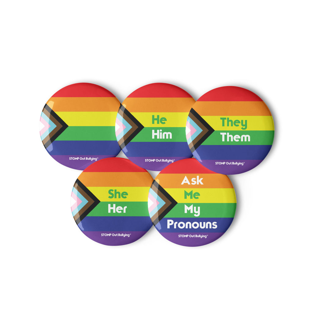 Pride & Pronouns! Set of 5 pin buttons